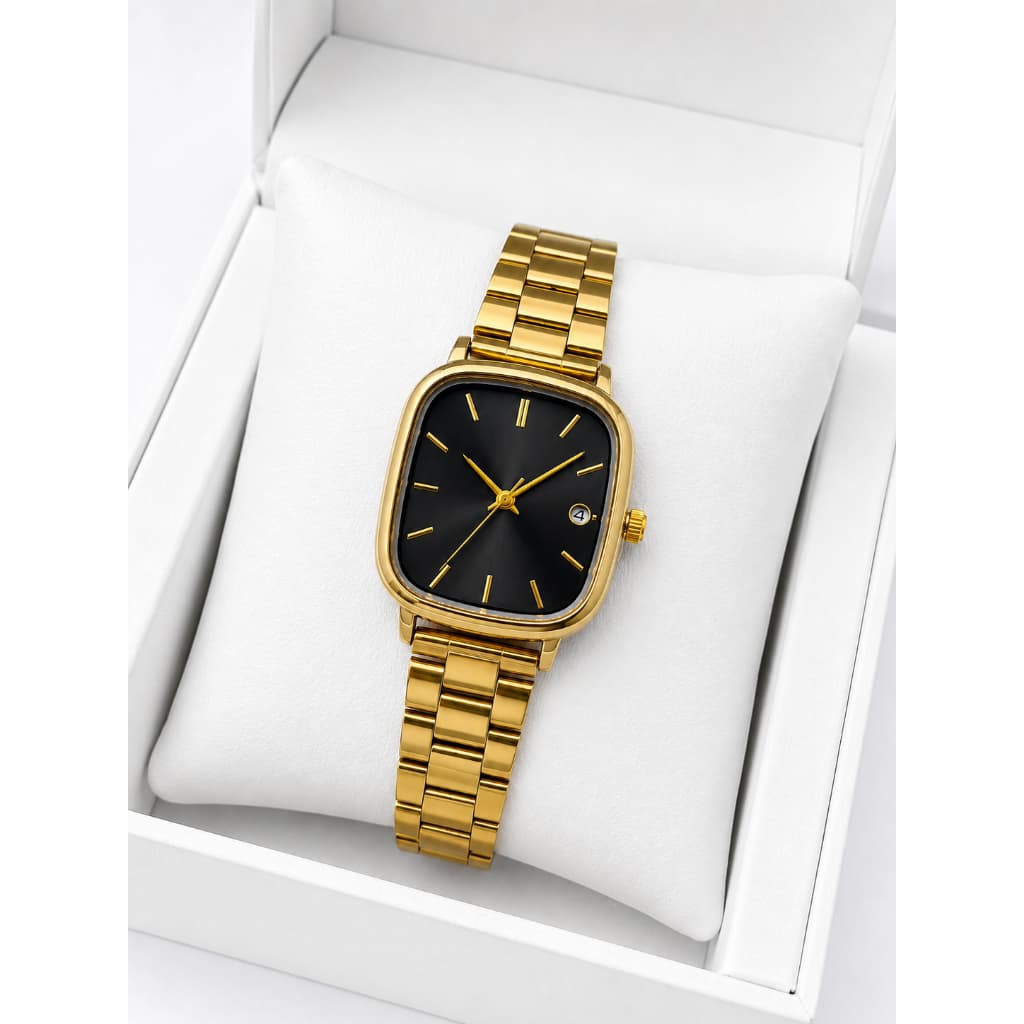 Relógio De Quartzo Quadrado De Luxo Para Homens Pulseira De Aço Inoxidável Estilo Casual 32432