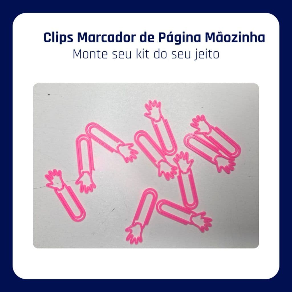 Clips Marcadores de Página Mãozinha • Kit Personalizável • Livros, Planner e Agenda
