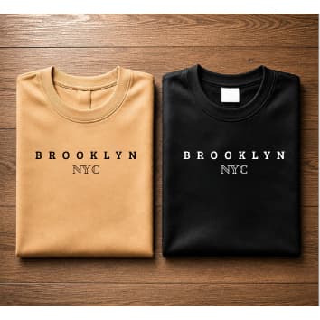 Kit 2 Camisetas Masculinas Brooklyn 100% Algodão Fio 30.1 Lançamento Manga Curta Camisa Leve Confortável Unissex