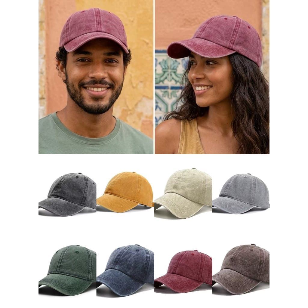 Boné Estonado Aba Curva Vintage Dad Hat Liso Unissex Regulável Masculino Feminino Algodão Premium