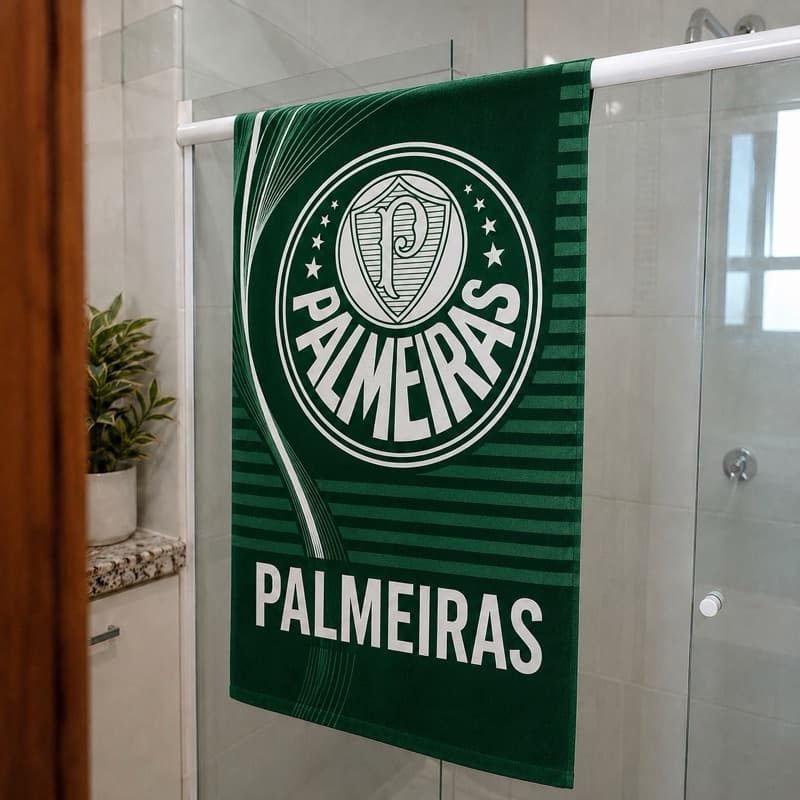 Toalha Palmeiras Oficial 70x140cm 100% Algodão Banho Grande Macia Alta Absorção Verdão