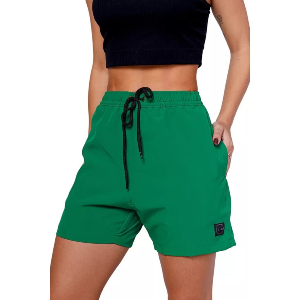 Short Feminino Premium Forrado com Elastano Cós Ajustável e Bolsos Confortável Academia e Casual UV