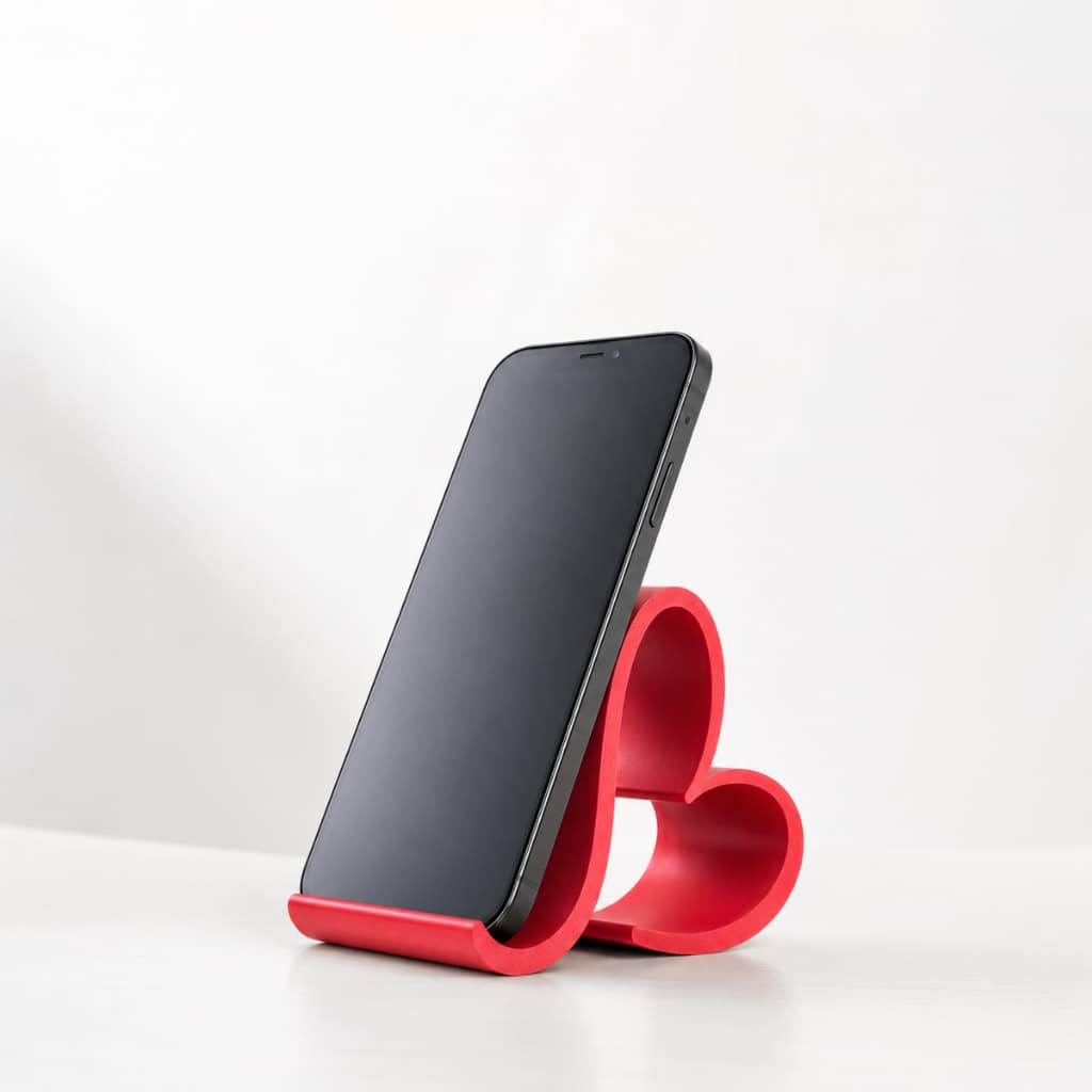 Suporte Para Celular De Mesa Coração Vermelho Decorativo