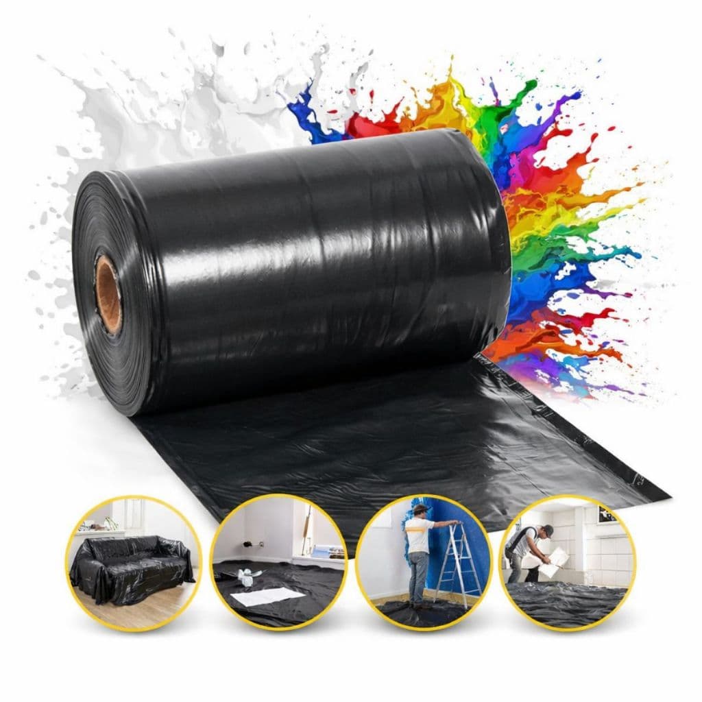 Rolo Lona Plástica Preta Bobina 4x10 Grossa Obra E Pintura Móveis Máquinas Poeira