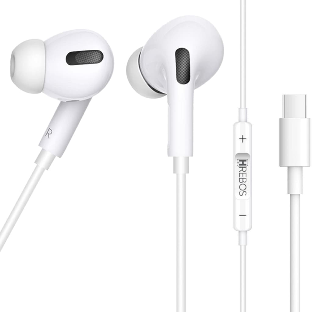 Fone de Ouvido In-ear USB-C Hrebos HS-359 com Microfone Branco