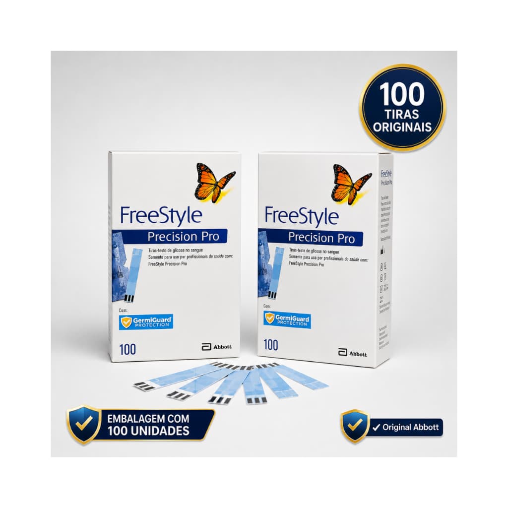 Kit 2 Caixas Tiras Reagentes FreeStyle Precision Pro Originais Abbott 100 Unidades Cada