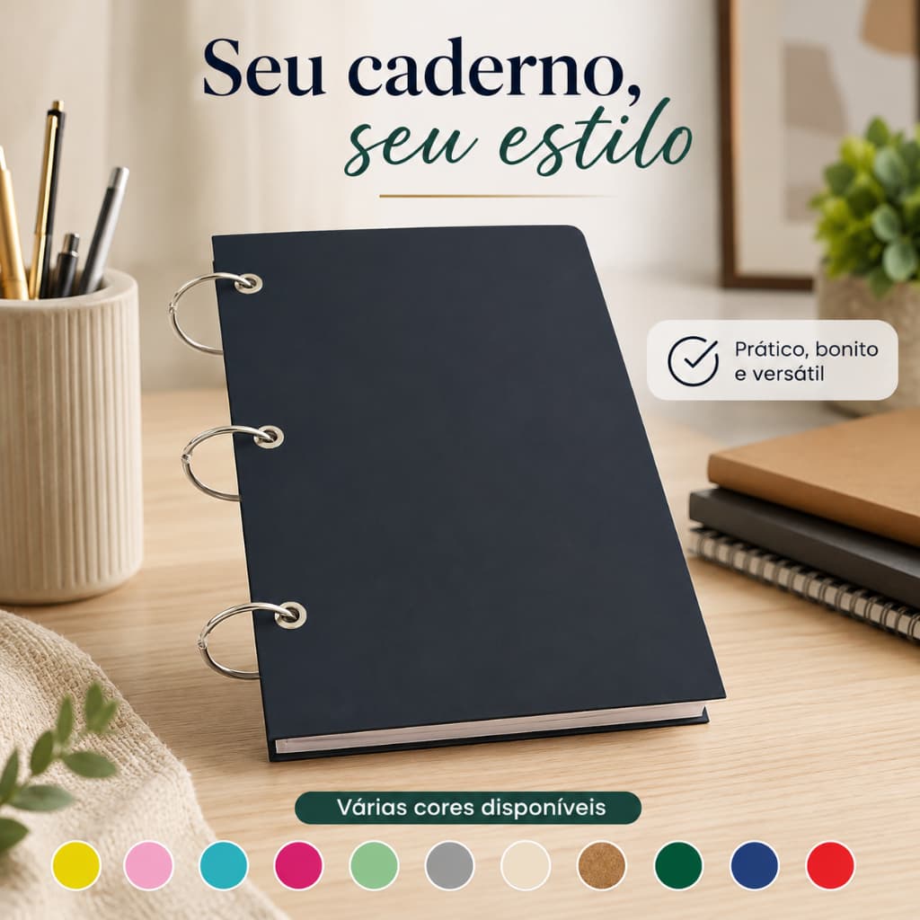 Fichário Universitário Pequeno Caderno A5 Argolado 400 Folhas