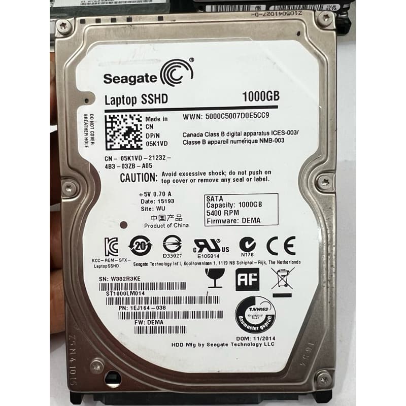 FISCO RÍGIDO HÍBRIDO INTERNO SEAGATE HD SSHD 1TB ST1000LM014  SATA 2.5 POL (USADO)