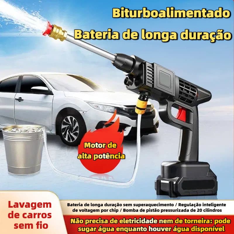 Lavadora de alta pressão portátil com duas baterias recarregáveis ​​de 48V - prática e versátil.