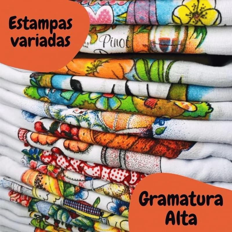 Kit Panos de Prato Pé de Galinha 38x69cm | Escolha a Quantidade: 3, 5, 10 ou 15 Unidades - Envio Imediato