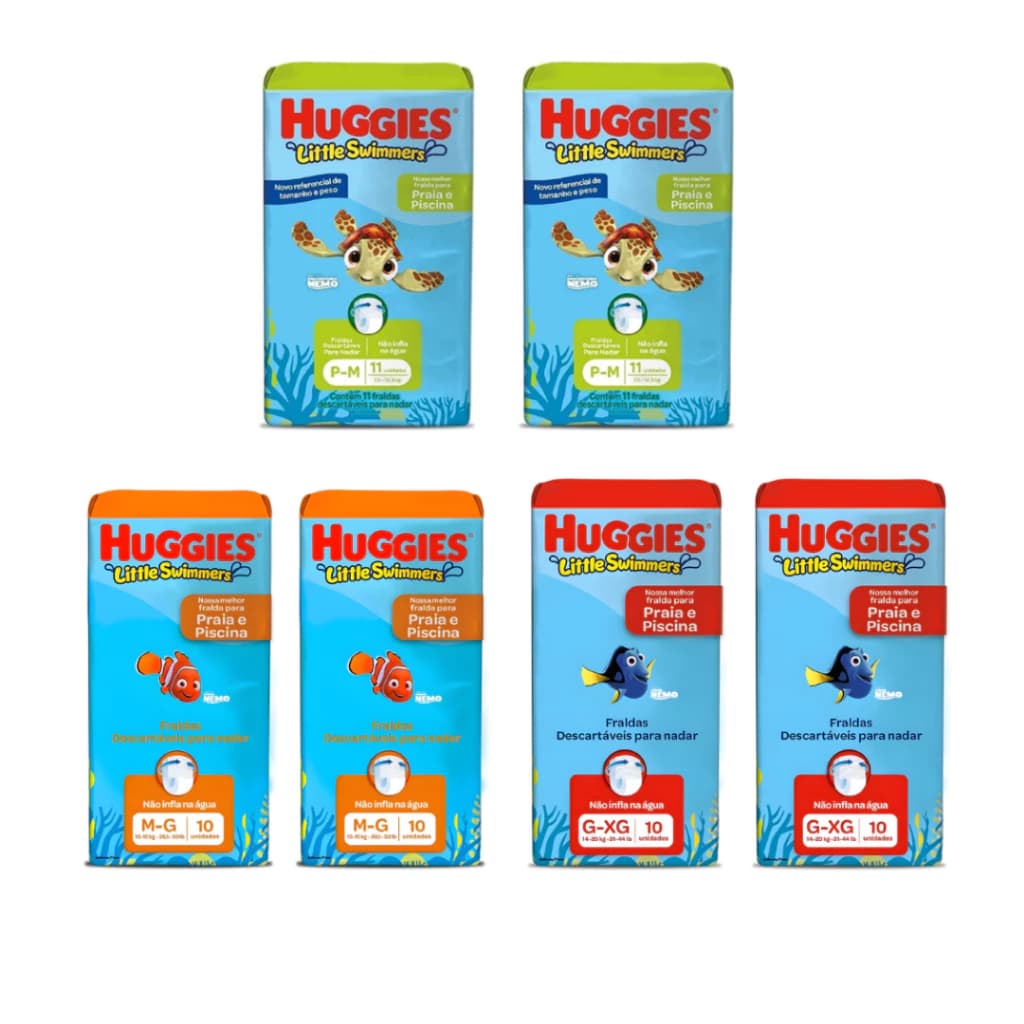 Kit 2 Pacotes Fralda Descartável para Piscina Huggies Little Swimmers Diversão Aquática Proteção Seguro Bebê Praia
