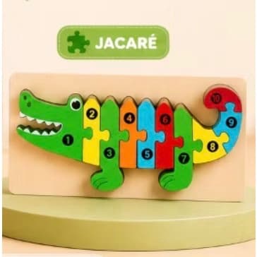 Quebra-Cabeça Pedagógico de Madeira - 🐊 Jacaré dos Números (1 a 10) 🧩