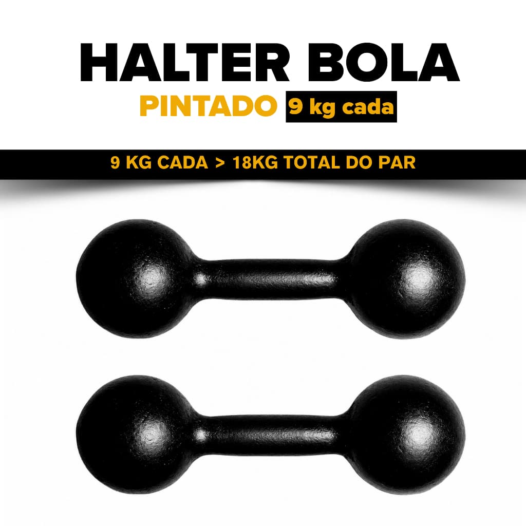 Par de Halteres Bola Pintado 9kg - Qualidade Premium