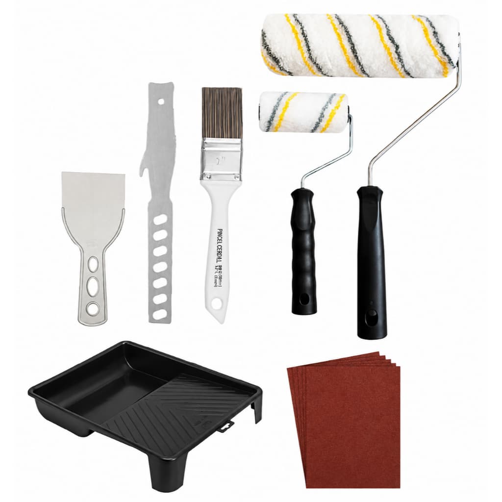Kit Pintura Parede Rolo Sem Respingo Pincel 7 Peças Brinde