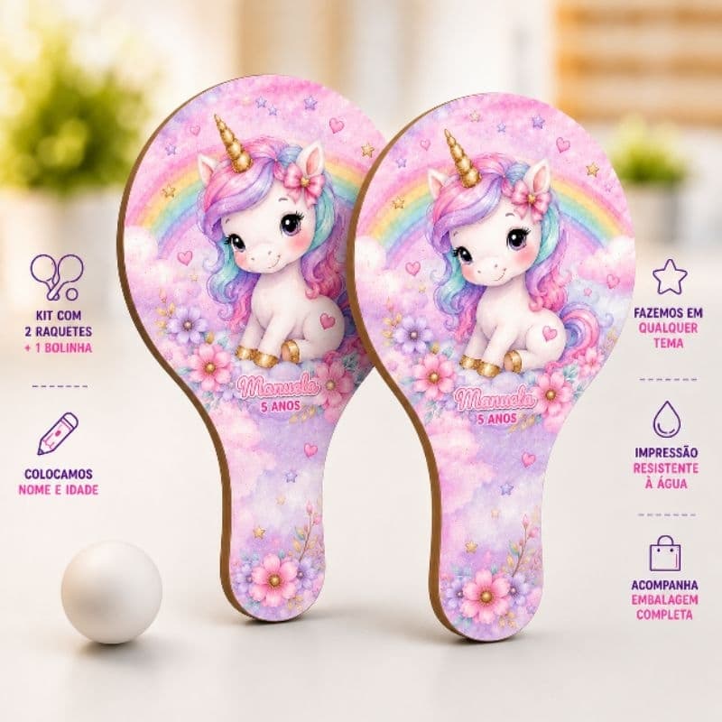 Lembrancinha Unicórnio Ping Pong Personalizados Festa Infantil Aniversário