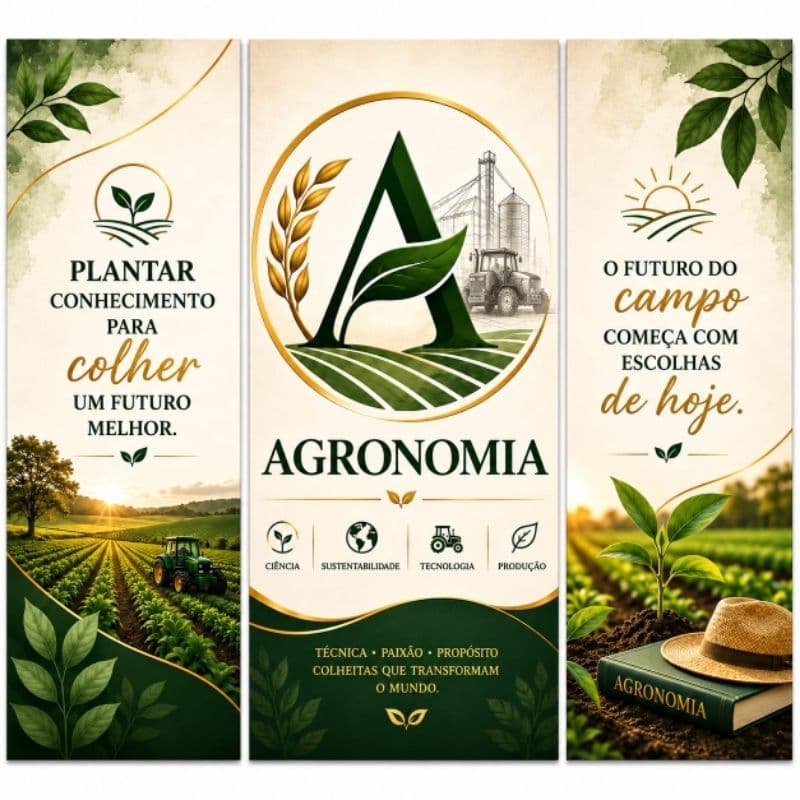 Kit 3 Quadros Decorativos Agronomia Profissão Agrônomo Consultório Escritório Sem Moldura