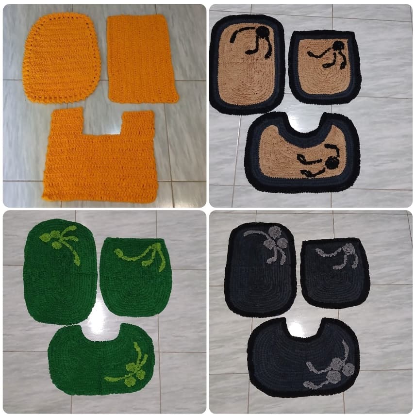 Tapetes de banheiro crochê- kit-3pça.  jogo frufru 3pça
