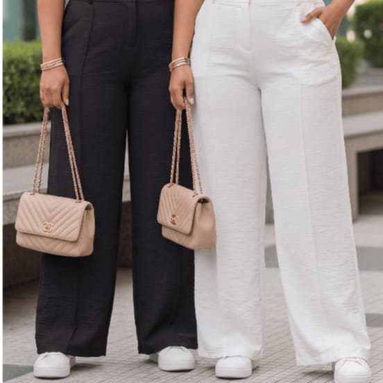 Kit 2 Calça Pantalona Feminina Duna Alfaiataria Cintura Alta com Bolsos Varias Cores