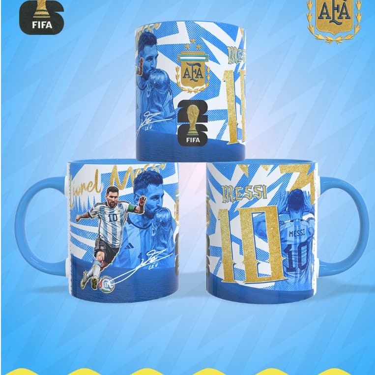 Caneca Messi Argentina Campeão do Mundo 325ml | Presente para Fã de Futebol | Caneca Personalizada