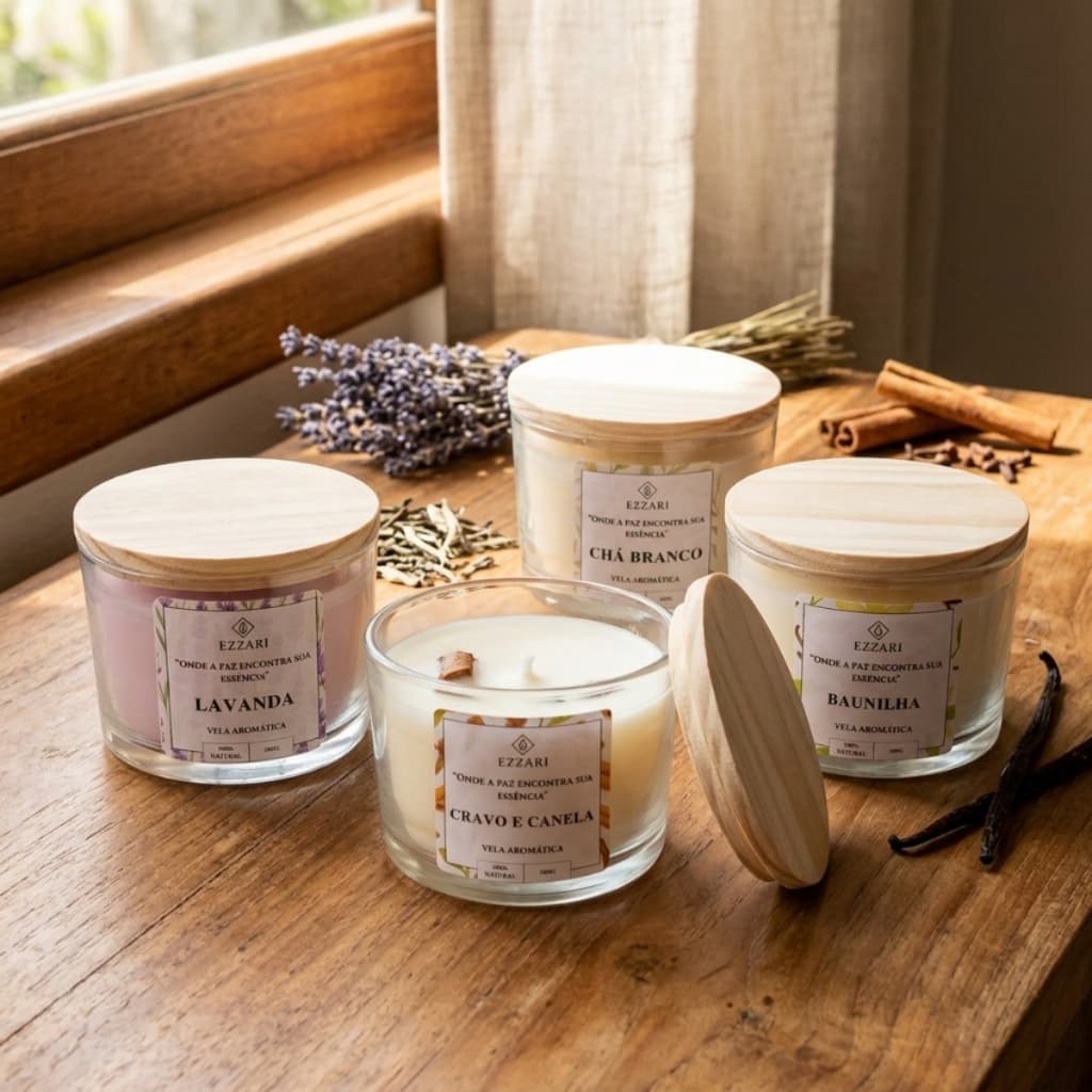 Velas Aromáticas Artesanal Perfumada Decorativa 100g e 70g Vegetal Presente Lembrancinha Kit 2 ou 1
