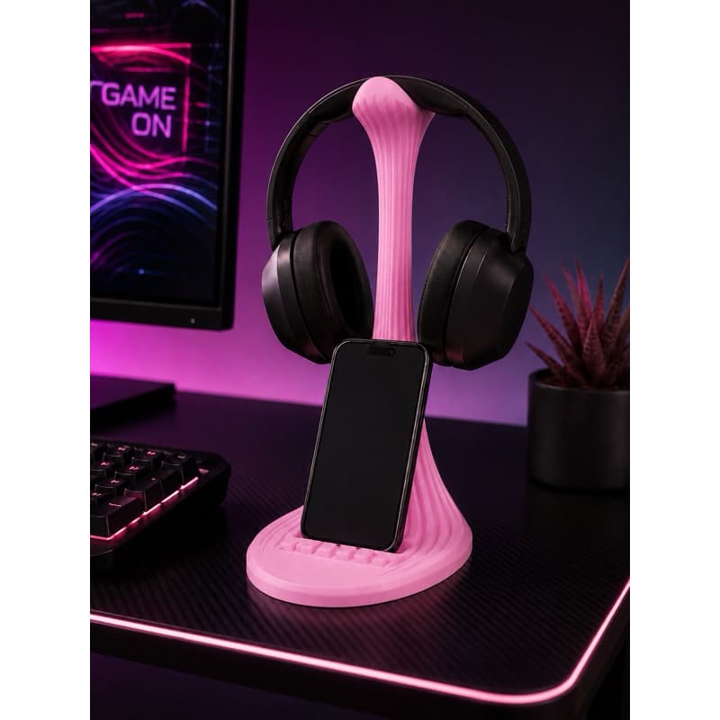 Suporte Rosa Para Headphone E Celular | Suporte Gamer | Suporte Fone