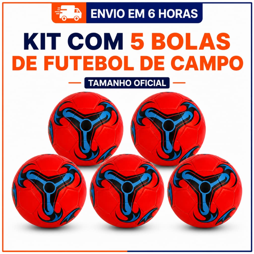 Kit com 5 Bolas de Futebol Campo Tamanho oficial