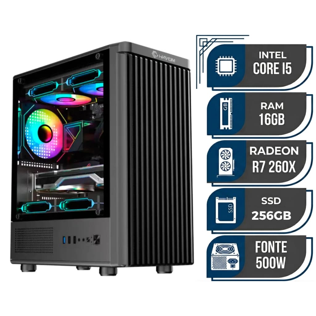 PC Gamer Intel i5 | 16GB RAM | SSD 256GB | Radeon R7 260X | Fonte 500W