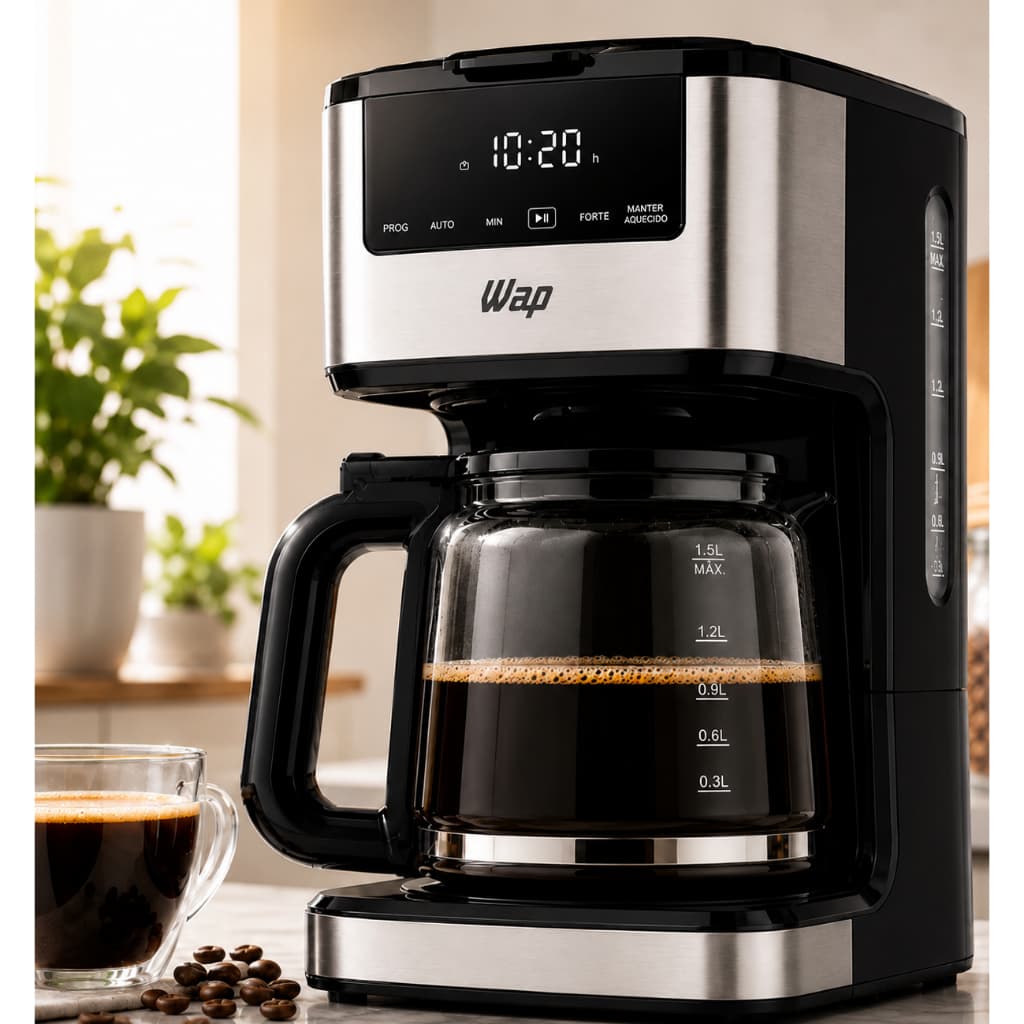 CAFETEIRA DIGITAL AROMA PROGRAMÁVEL WAP WCD 1500 PRETO