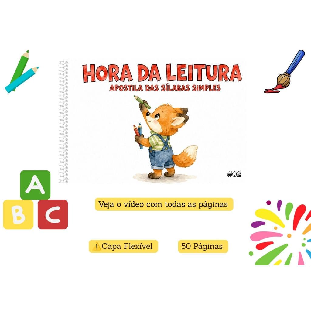 Caderno de Atividades Silabas Simples  Alfabetização com 50 Páginas Impressão Colorida#02