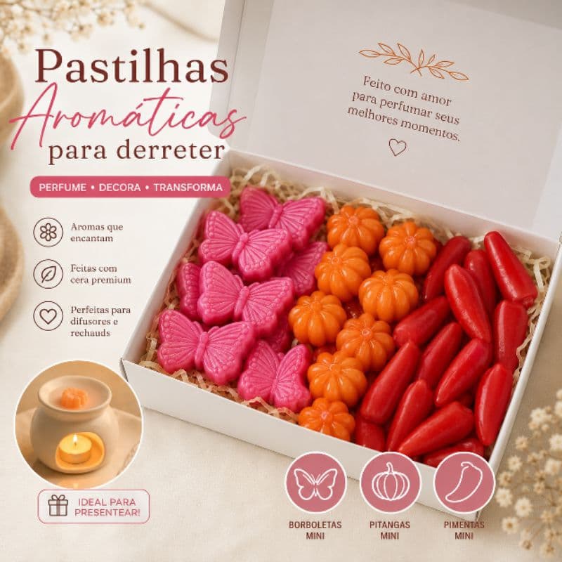 Pastilhas Aromáticas para Derreter | Wax Melts Artesanais | Borboleta pimenta pitanga