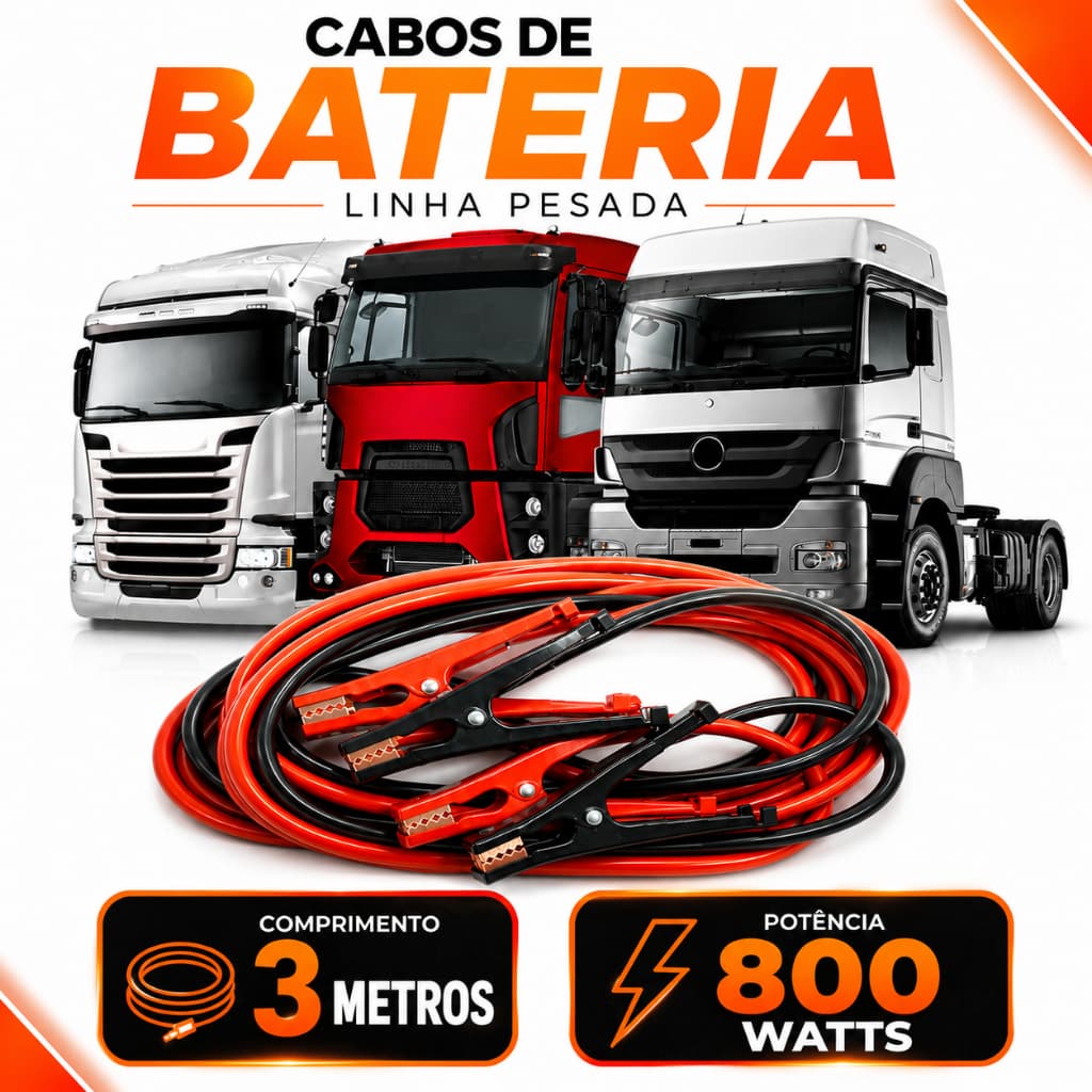 Cabo De Chupeta Para Caminhão E Carro 800amp 3metros 12/24v