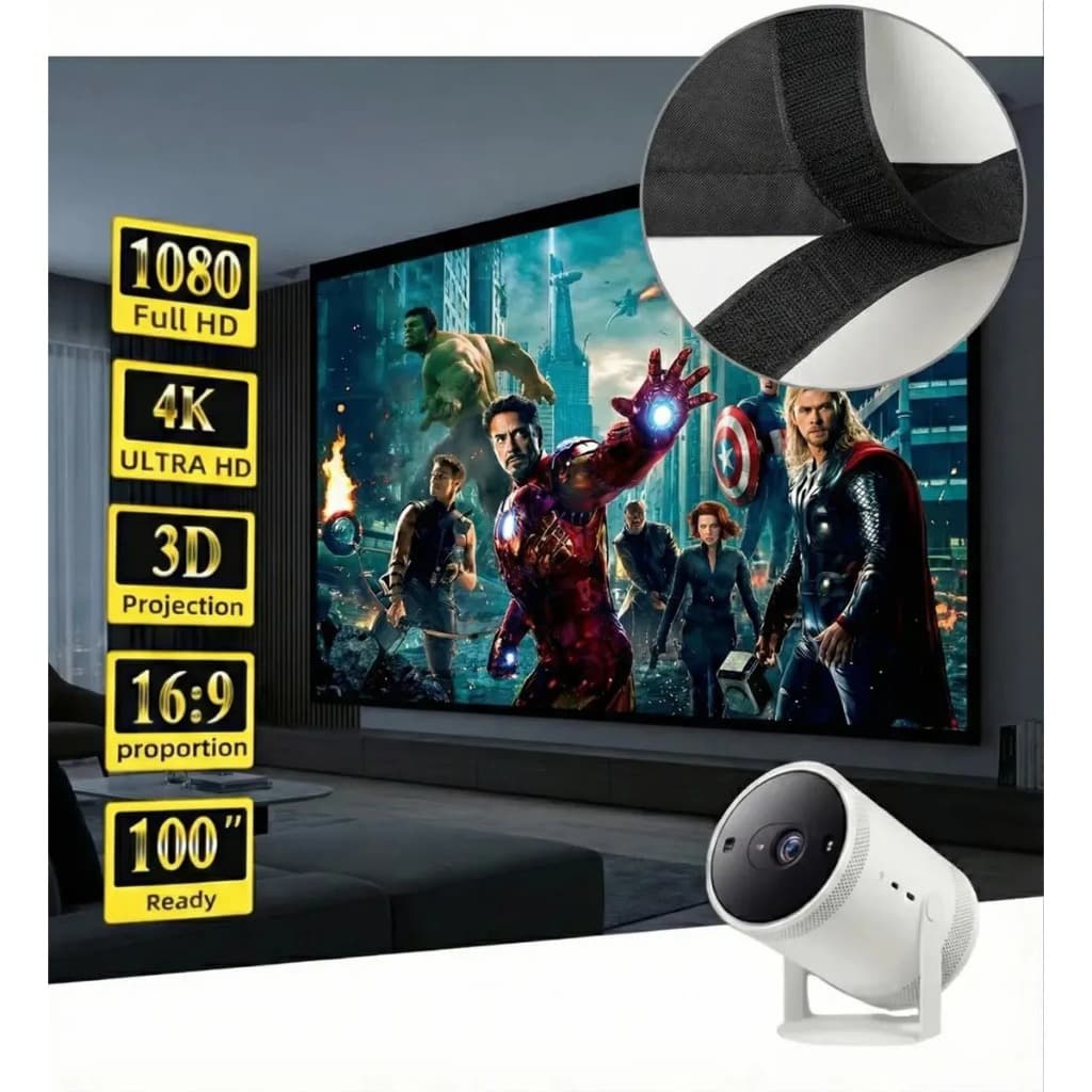 Tela Para Projetor 100 Polegadas Lagostini Branca Sem Bordas Dobrável Full Hd 4k Cinema Em Casa Datashow Projeção