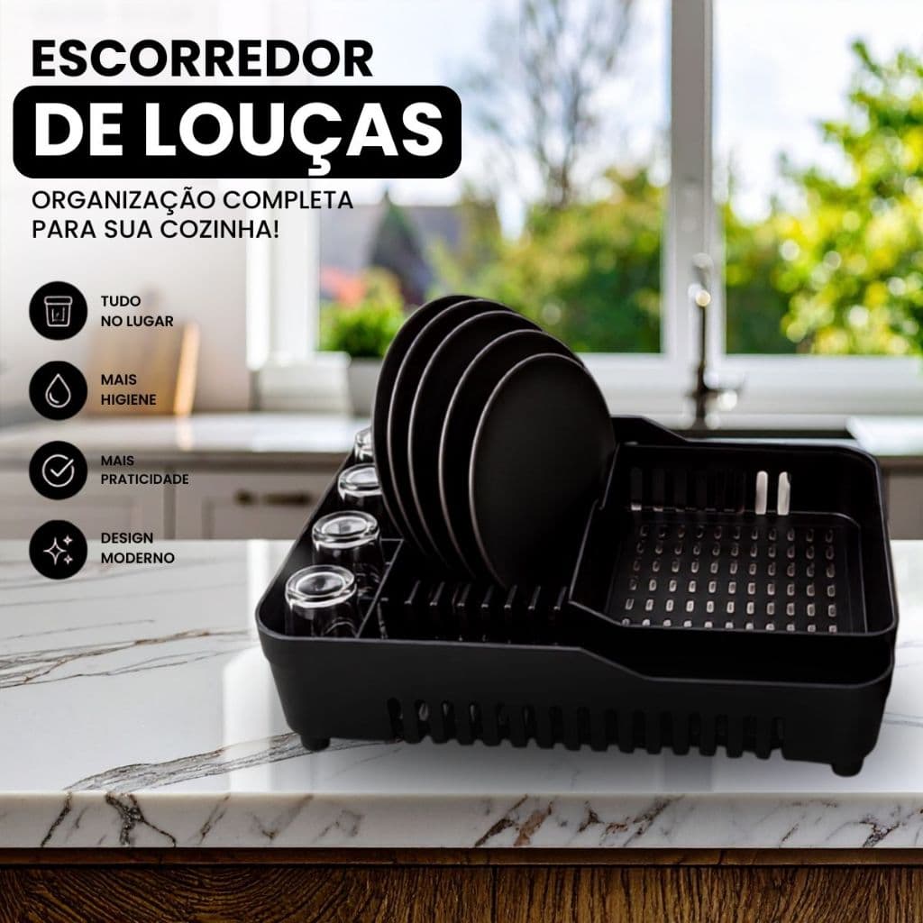 Escorredor De Louças Versátil Multiuso para Pratos Copos e Talheres Moderno Resistente e Fácil de Limpar