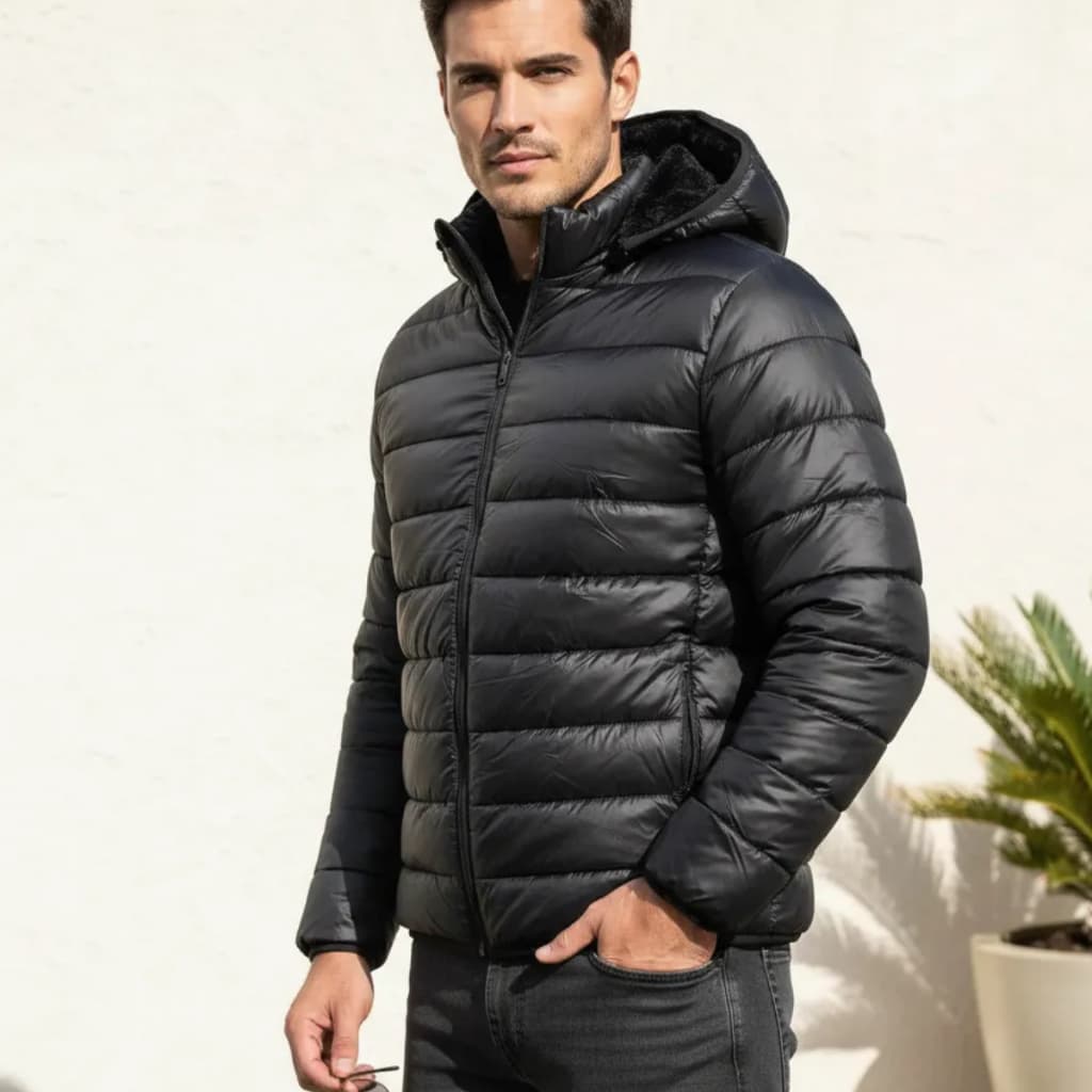Jaqueta Masculina Puffer Bobojaco Térmica Nylon Inverno Forrada Com Pelinhos Impermeável Corta Vento