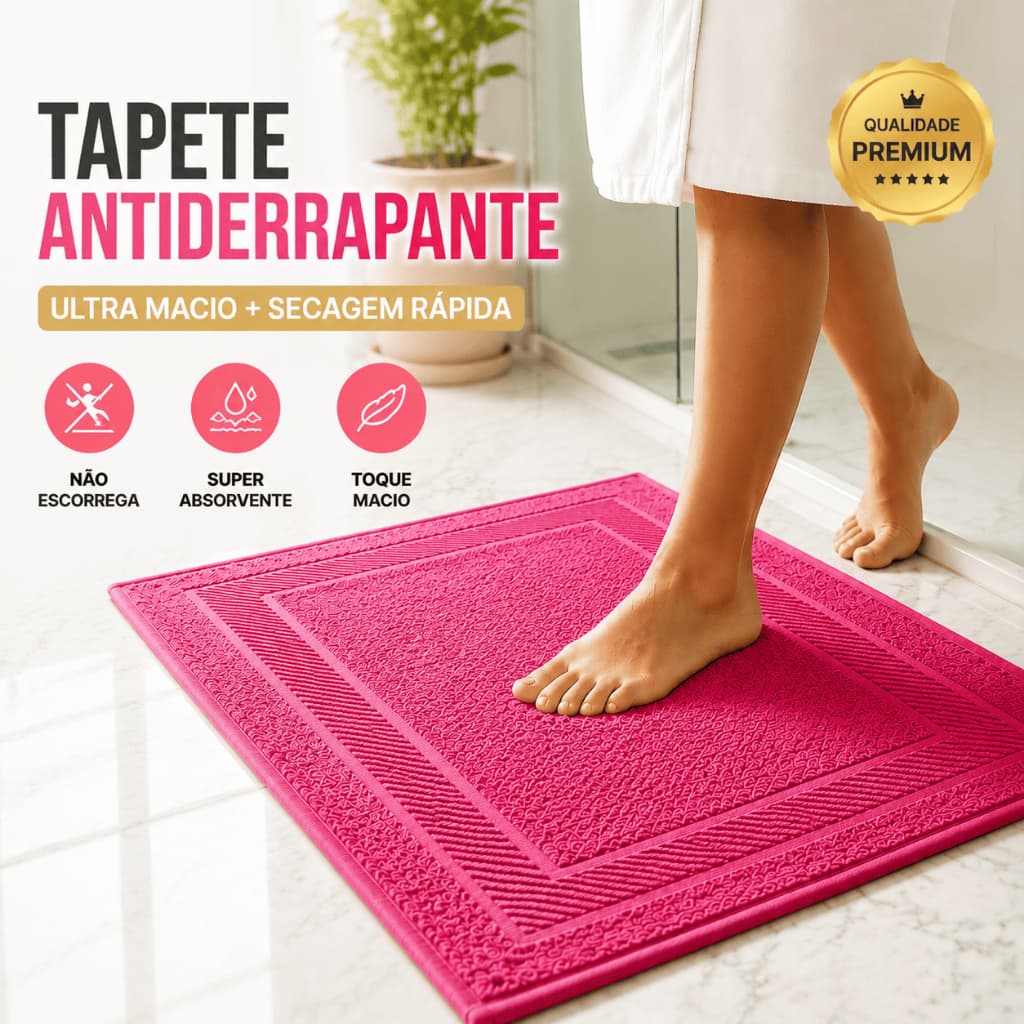 Kit 2 Tapete p/ Banheiro Piso Luxo Gigante Antiderrapante Saída Box