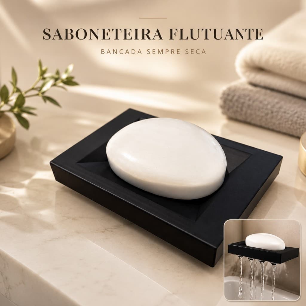 Saboneteira Decorativa com Efeito Flutuante Higiênico Banheiro Decorativo Casa Banho Premium Plus