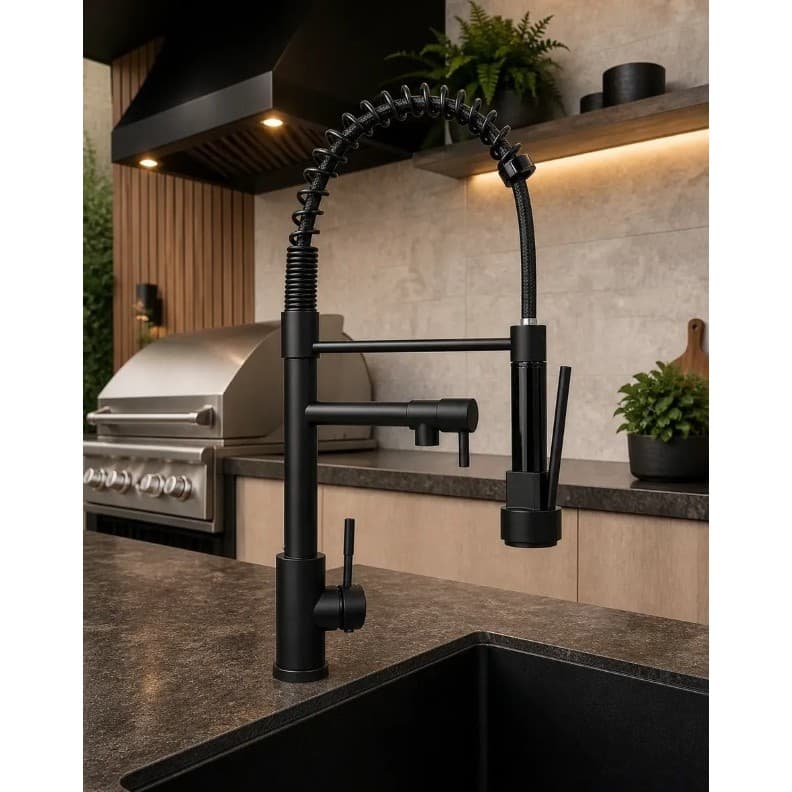 Torneira Gourmet Monocomando Preto Fosco Bancada Inox Luxo