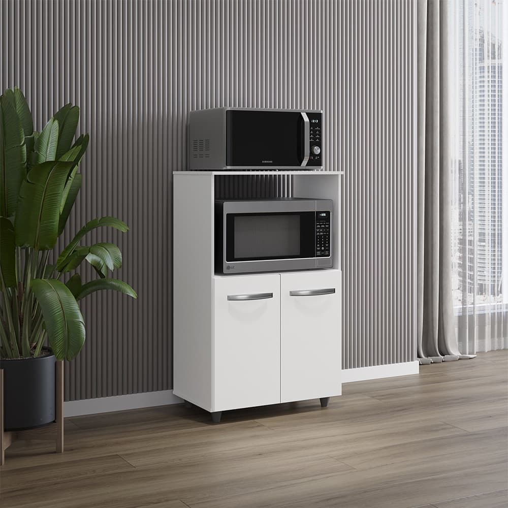 Armário Balcão Multiuso para Cozinha Micro-ondas e Forno Tais 02 Portas Branco Moblis