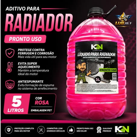 Aditivo Radiador Rosa Pronto Uso 5 litros KAN Embalagem PET