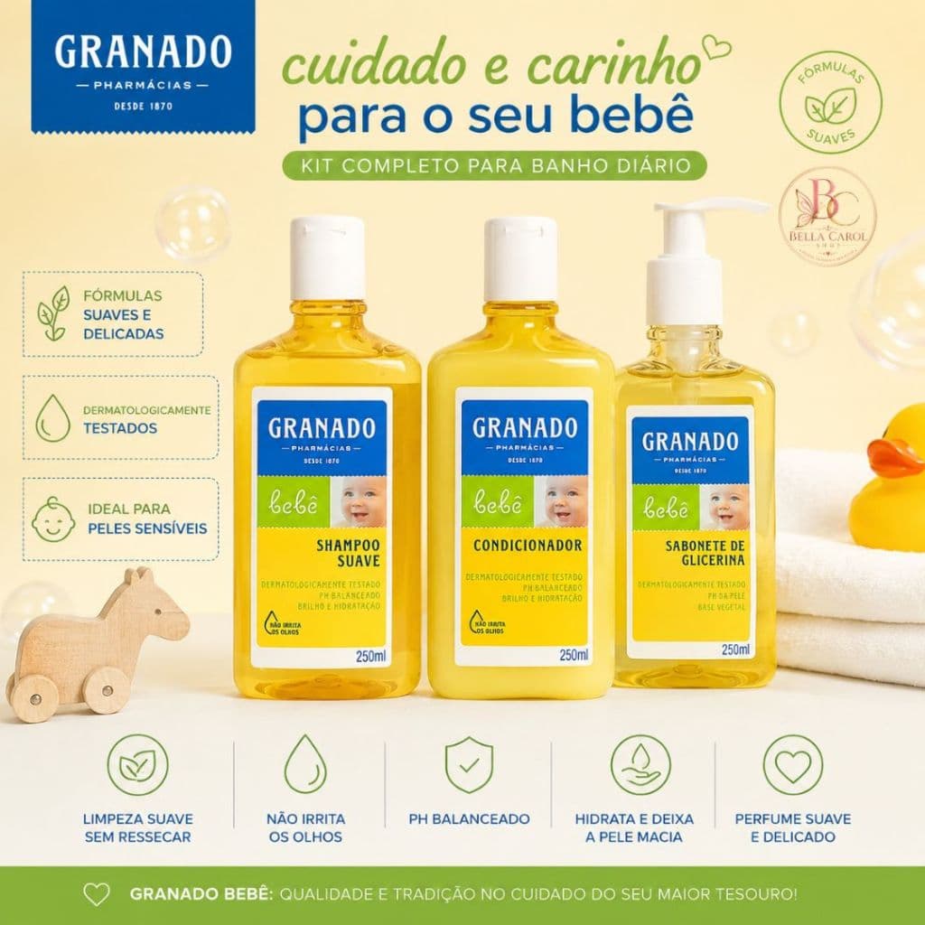 Kit Granado Bebê Shampoo + Condicionador + Sabonete Líquido Glicerina 250ml