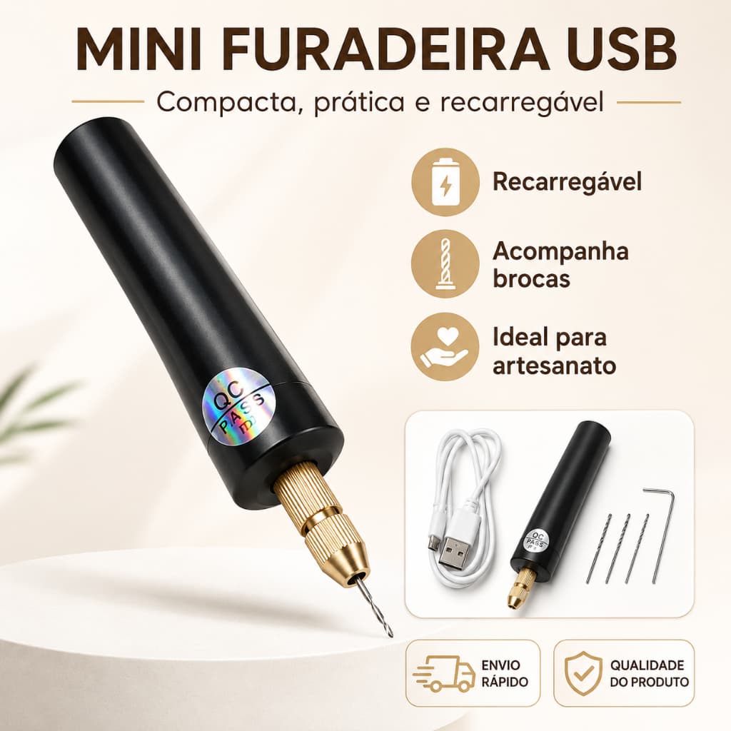 Mini Broca Furadeira Elétrica Manual 5V USB Rotativa Portátil Artesanato Resina Jóias Bricolagem