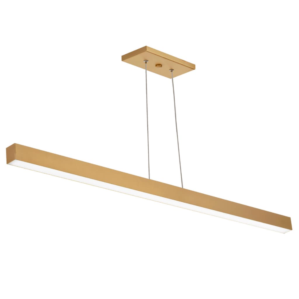 Pendente Linear LED 1 Metro Dourado Fosco Retangular Moderno 36W