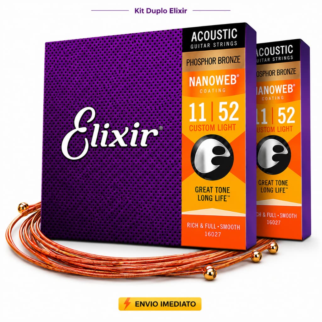 Kit 2 Encordoamentos Elixir Violão Aço Phosphor Bronze Nanoweb 010 011 012