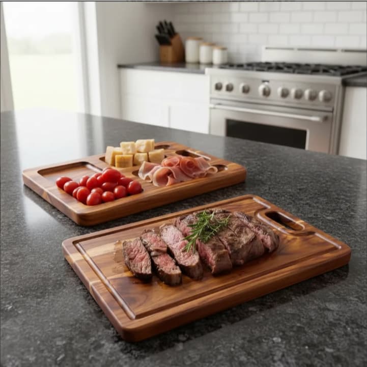 Tábua Churrasco Cozinha Corte Carne Grande 35x28 Madeira Teca Maciça Com Alça