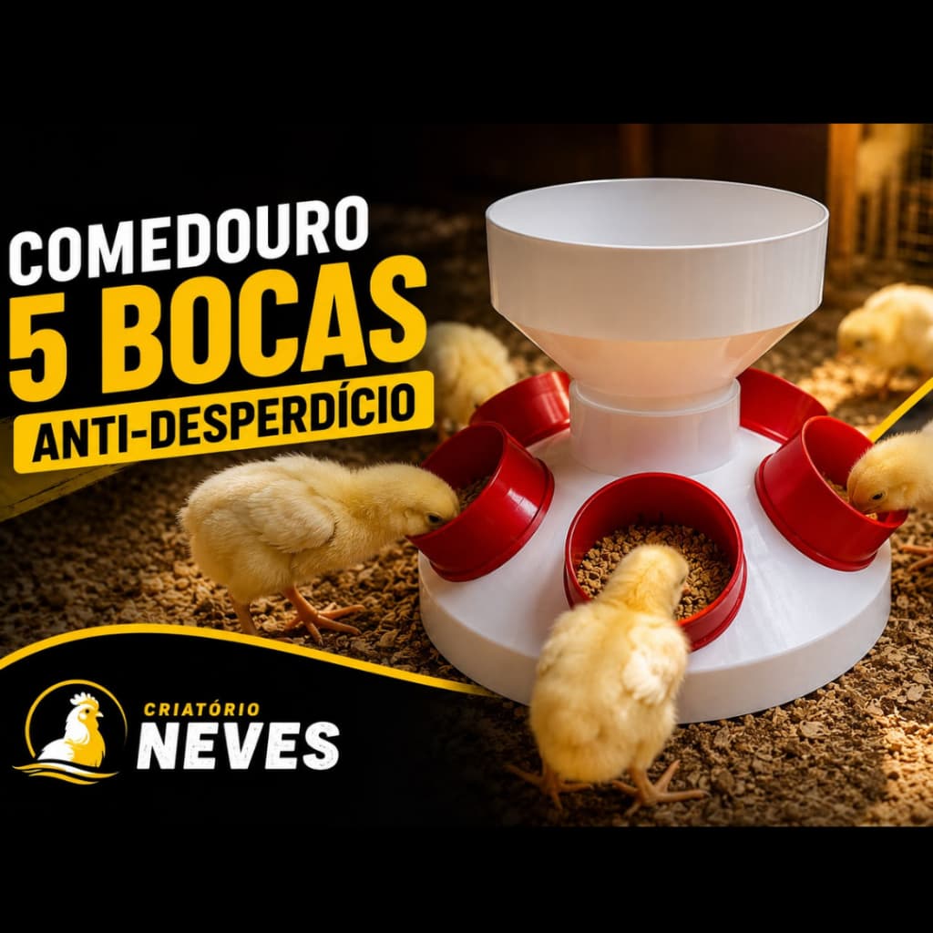 Comedouro 5 Bocas Anti-desperdício Criatorio Aves Pintinhos Codornas