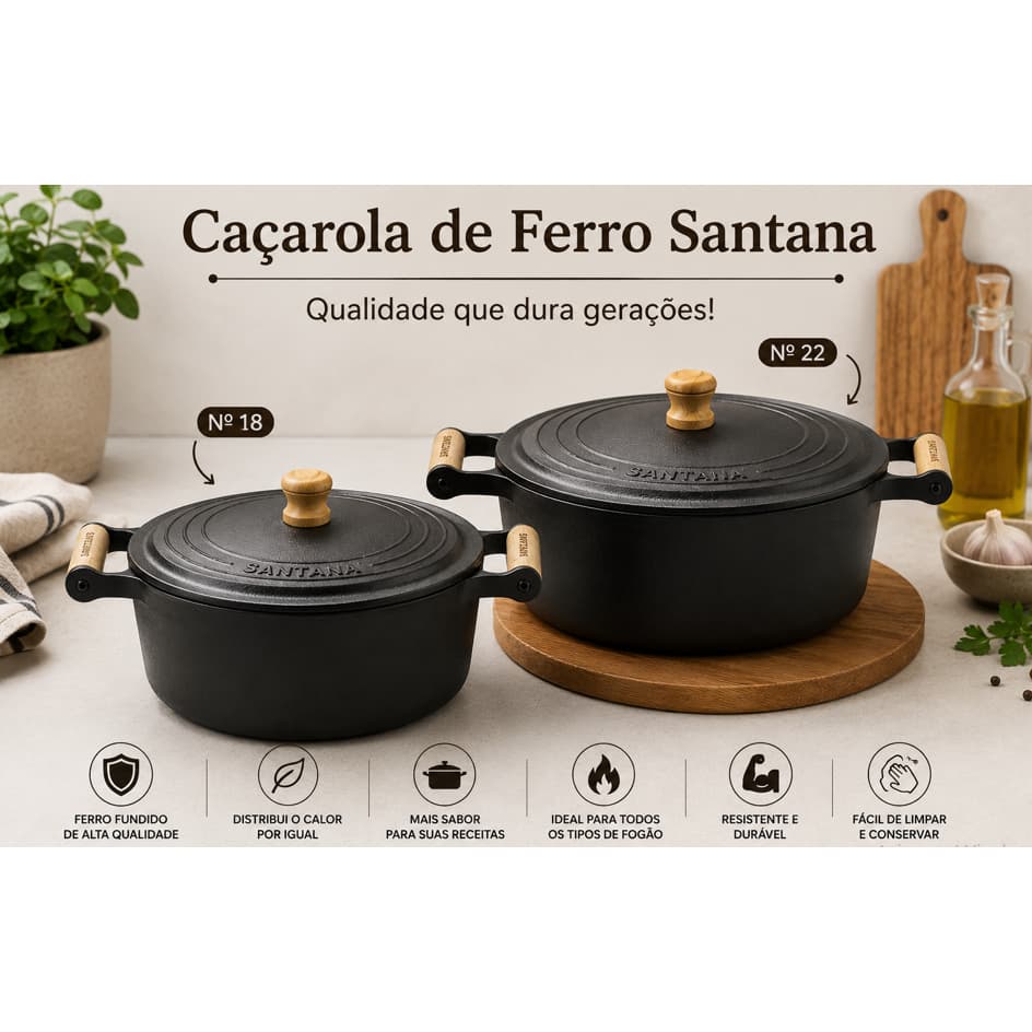 Caçarola de Ferro N° 18+ Caçarola DE Ferro N° 22 Jogo Panela De Panela De Ferro