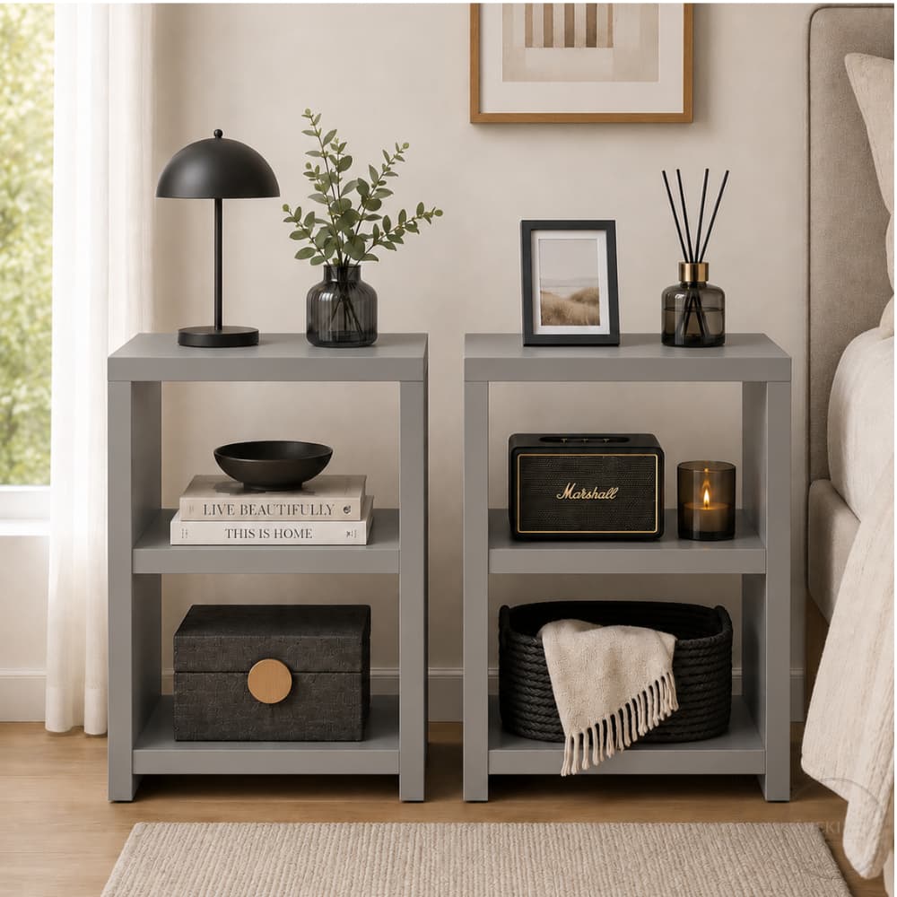 KIT 2 Mesa de Cabeceira Nicho Para Quarto Aparador Multiuso MDP/MDF