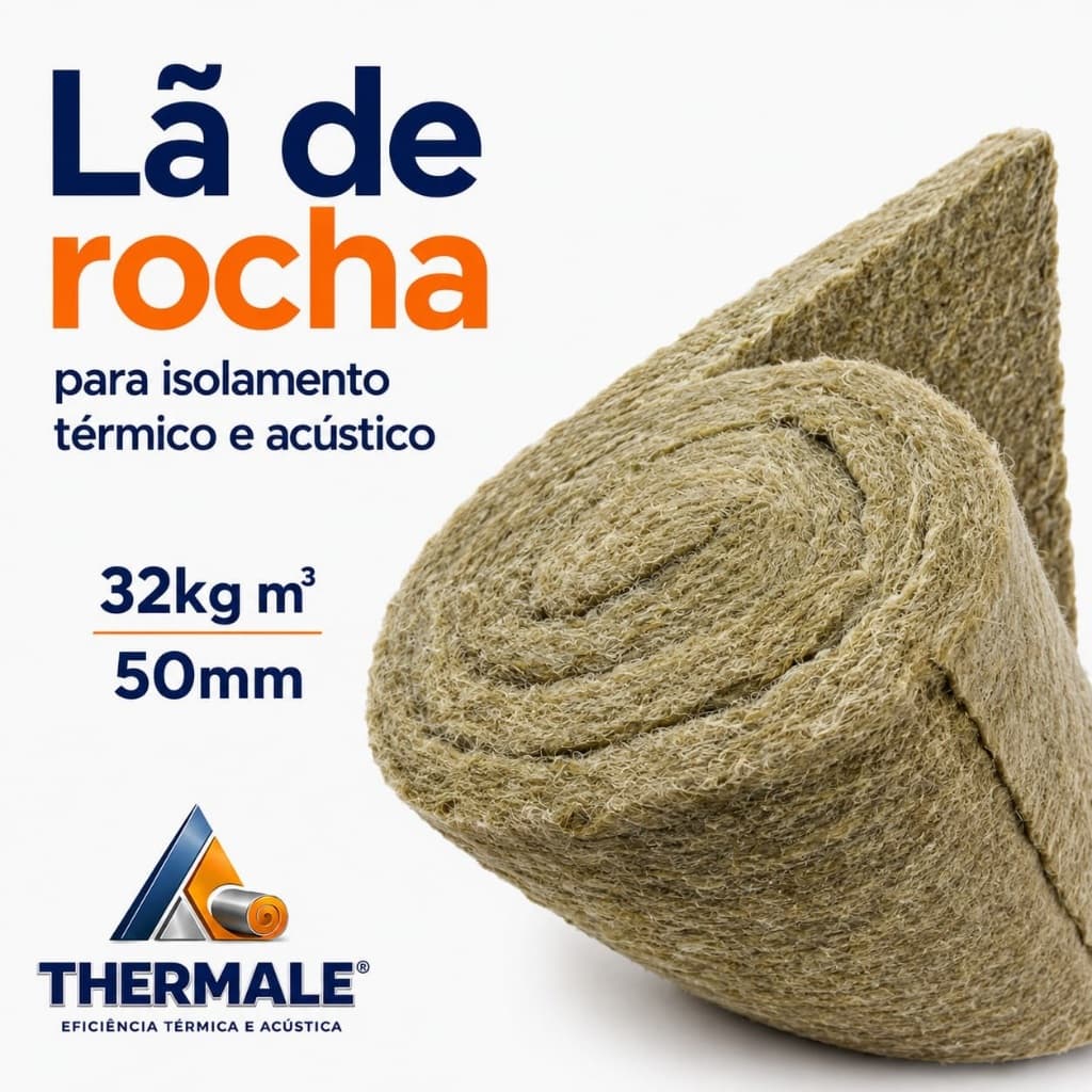 Lã de Rocha 50mm- 32KG M³ - 1200x600mm - Isolamento térmico e acústico.