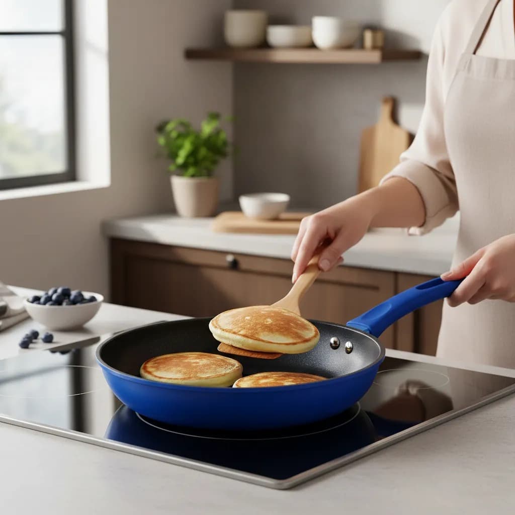 Frigideira Nanocerâmica Antiaderente 20cm Cabo Silicone Touch Fogão Gás Elétrico Indução Cozinha Top