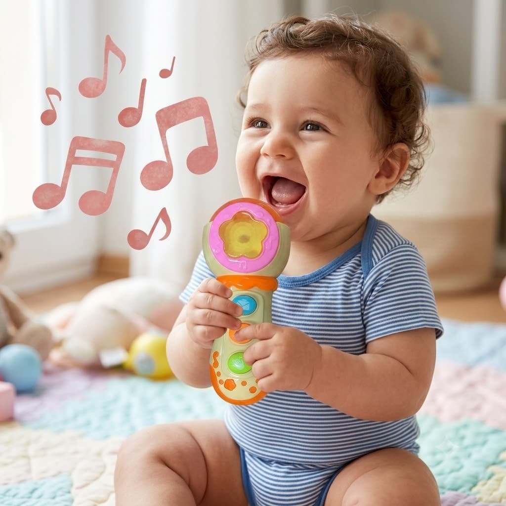 Mini Microfone Musical Infantil Brinquedo Cantoria Som Luzes Portatil Educativo